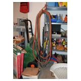Hoses, Wheel Barrel, & Garage Items