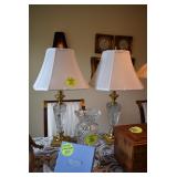 Set of 2 Waterford Lamps & Waterford Vase