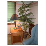 Silk Tree in Pot, Lamp, & End Table