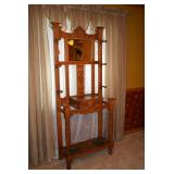 Vintage wooden coat tree with mirror