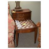 Side table & marble chess set
