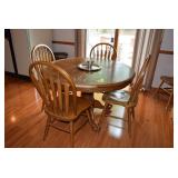 Round dining table, chairs