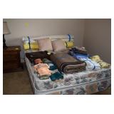 Mattress and bed frame, linens, etc.
