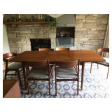 Mid Century Dining Table, Six Chairs