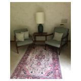 Two Accent Chairs, Pillows, Table Lamp, Side Table