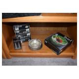 Crystal Salad Bowl, 2 Piece Sauce Set, & Wm. A. Rogers Candle Holders