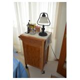 Small Cart on Wheels, Lamp, Home Decor