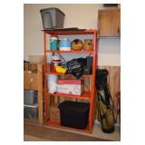 Shelving Unit, Golf Bag, Coolers, Thermos Containers