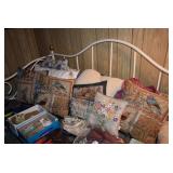 White Metal Day Bed, Pillows, Shoes