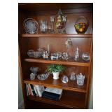 Shelving Unit, Glass Decor Items, Books
