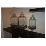 Glass Lidded Jars on Stands