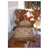 Leather Chair & Ottoman, Decorative Pillow