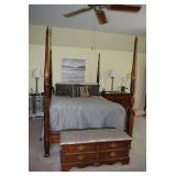 4 Poster Bed, Linens, Chest