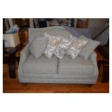 Loveseat Sofa w Decorative Pillows & Throw Blanket