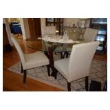 Glass & Wood Round Table w 4 Chairs