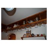Mugs, Tea Pots, Coffee Pot, Pitcher, & Shelving