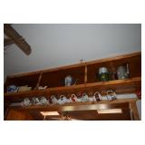 Mugs, Tea Pots, Coffee Pot, Pitcher, & Shelving