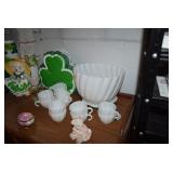 Milk White Punch Bowl, Cups, & Decor