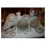 Glass Plates, Cups, Corelle Dishes, Teapot, Sugar & Creamer, Salt & Pepper