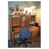 Desk, Office Chair, Collectible Decor, Lamp, Office Supplies
