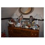 Vintage Dresser, Vintage Dolls, Mirror, Lamps