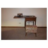 Vintage Sewing Machine, Cabinet, & Accessories