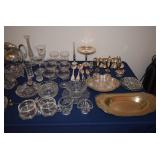 Silver and Glass Stemware, Serving Bowls, Trays