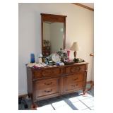 Dresser with Mirrror & Home Decor