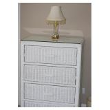 Wicker Chest Dresser with Glass Top, Lamp