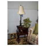 Side Table, Lamp, Art,Clock, & Artificial Plant