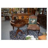 Chair, Art, Round Side Table, & Clock