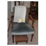 Vintage Side Chair, Stool Ottoman, Throw, Pillow