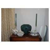 Vase, Candleholders, Small Drop-Leaf Table