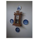 Small Grandfather Wall Clock, Collectible Plates