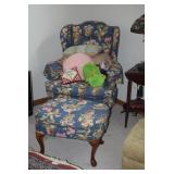 Side Chair with Ottoman, Pillows