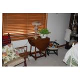 Drop Leaf Side Table, Lamp, Vintage Child