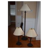 Floor Lamp & 2 Table Lamps
