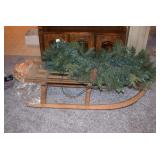 Wooden Sled and Garland