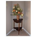 Corner Table with Artificial Plant