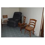 Leather Recliner, Wood Chairs