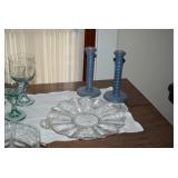 Glass Platter, Candle Holders