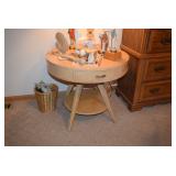 Round Side Table w Religious Figurines