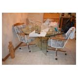 Glass Table & Chairs on Wheels
