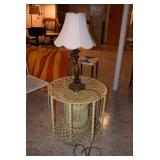 Wicker End Table & Lamp