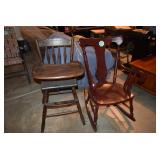 Vintage High Chair, Wooden Rocker