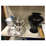 Silver Coffee Serving Set & Vase