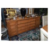 Long Dresser with Metal and Silver Serving-ware