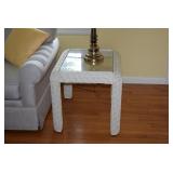 Wicker Side Table W/Glass Top