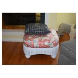 Wicker Ottoman & Pillow