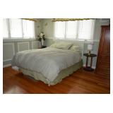 Bed, Side Table, Lamp & Decor